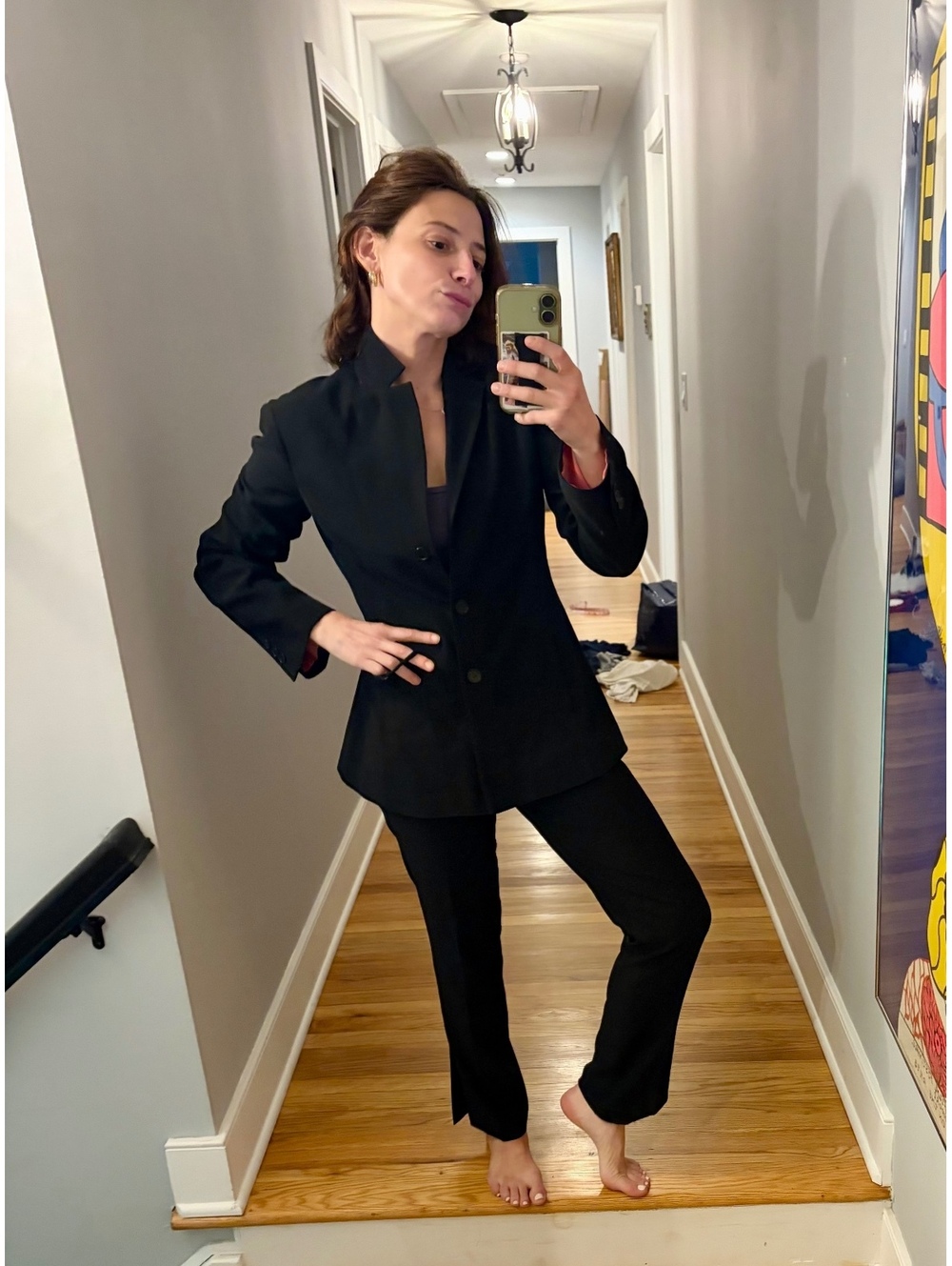 BCBG Max Azria Black Pantsuit Set Blazer Sz 4 Pants Sz 2 Y2K Tailored Suit